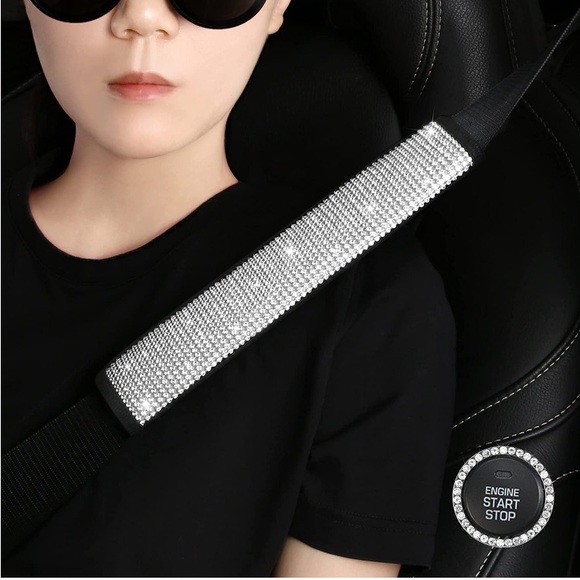 2 Bling Rhinestone Seatbelt Covers - Picture 5 of 8